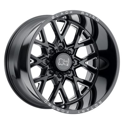 Black Rhino Grimlock Wheel, 20x9.5 with 6x139.70 and 6x5.5 Bolt Pattern - Gloss Black with Milled Spokes - 2095GRM126140B12